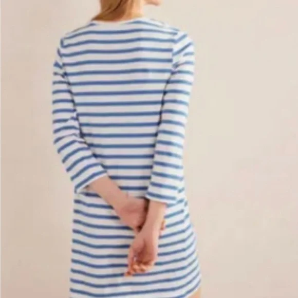 BODEN Striped Blue & White Shift Dress - Women's Casual Dress - Picture 2 of 5